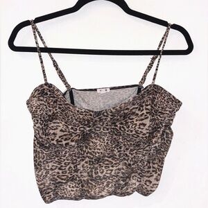 Leopard Print Spaghetti Strap Camisole - Brown/Black